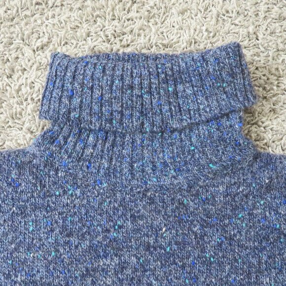 Express Tricot Pullover Sweater Men's Size M Wool Preppy Navy Marl Turtleneck - Picture 6 of 9